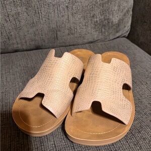 Corkys Tan Slide Sandals